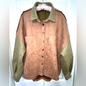 POL Two-Tone Faux Suede Jacket. Size OVERSIZED Medium MWT